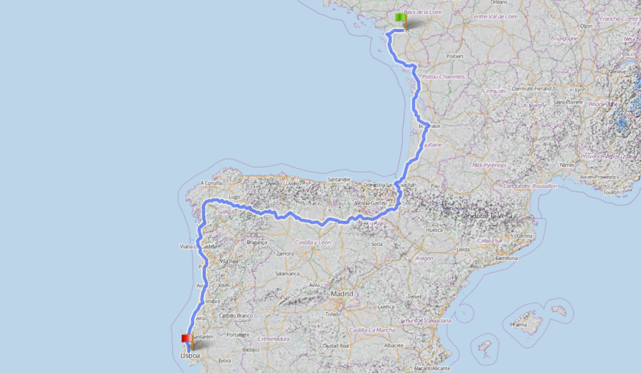 Die 2000 Km lange Route führte über Spanien nach Lissabon